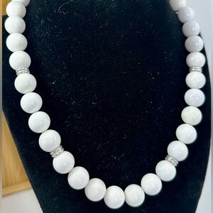 JUDITH RIPKA Sterling Silver Chunky White Agate Large Beaded 18” Necklace; 101g